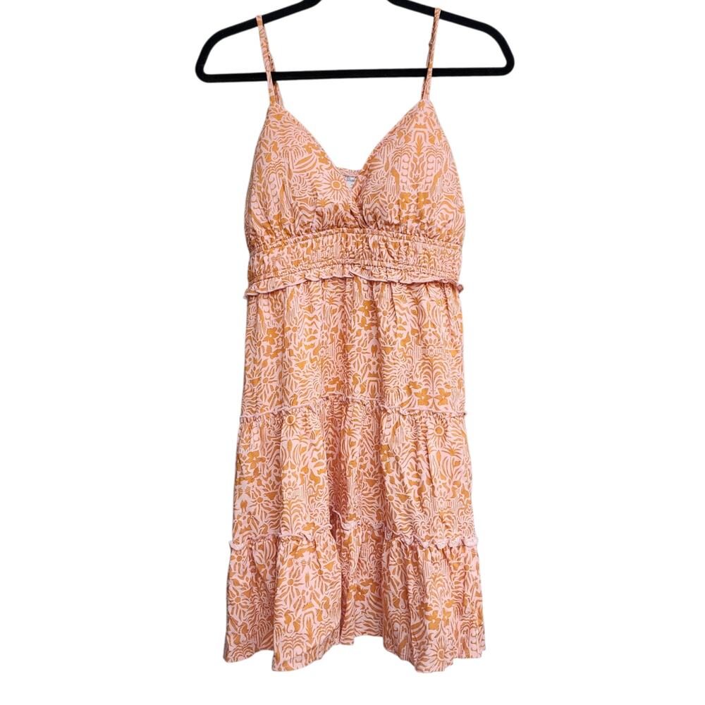 No Boundaries Women's Peach Floral Tiered Dress Size XXL 20 Smocked Sundress NWT